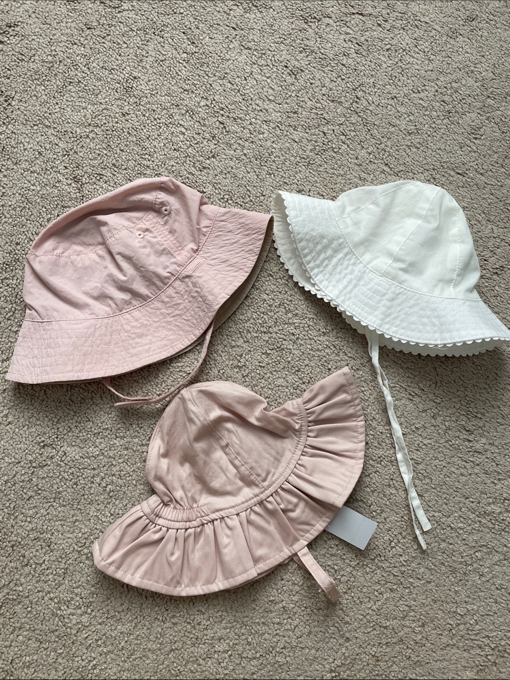 Kids Sun Hat - Pink and White Cotton Bucket Hats